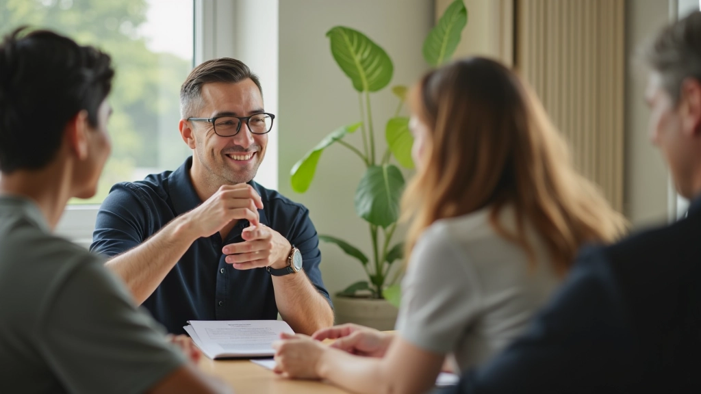 Resilience coach working with participant in coaching session, supportive environment, personal development setting